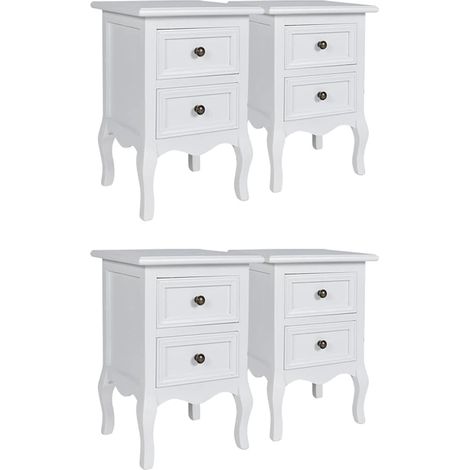 Maison Exclusive - Nachttische 4 Stück mit 2 Schubladen Weiß MDF (1/5)
