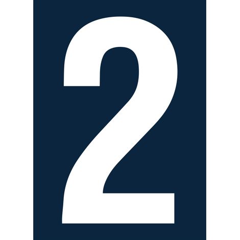 Novap – Chiffre adhésif N° rue 2 sur carte – Blanc/bleu – 90 x 65 mm – Plaque adhésive pour surfaces lisses