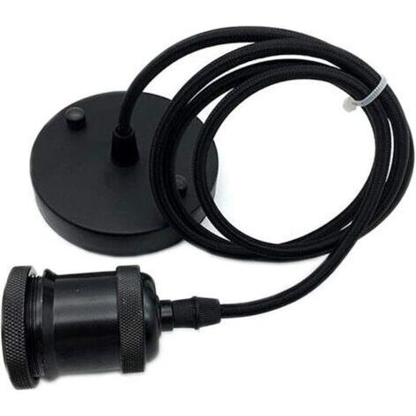 FENOPLASTICACordon de suspension tressé - Style industriel rétro moderne, idéal pour les cuisines, salles à manger et bars - 1 pièce, culot E27, noir (1/3)
