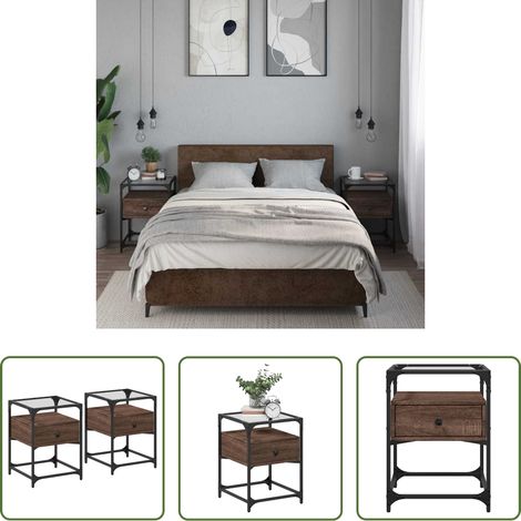 vidaXL Étagère - Tables de chevet 2pcs chêne marron 40x40x55cm bois d'ingénierie (1/5)