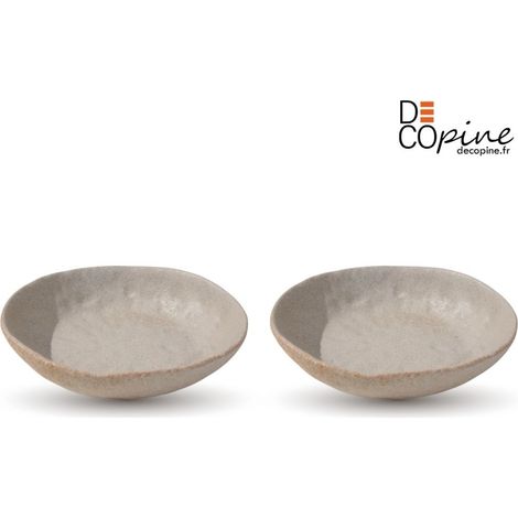Decopine Lot de 2 assiettes creuses en céramique faites main 18,8 x 17 x 4,3 cm – Style japonais – env. 500 ml (1/4)