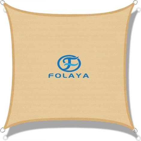 Voile d'ombrage Rectangulaire FOLAYA 3x3m Sable - Protection UV - PEHD 185g/m² - Facile à assembler (1/4)