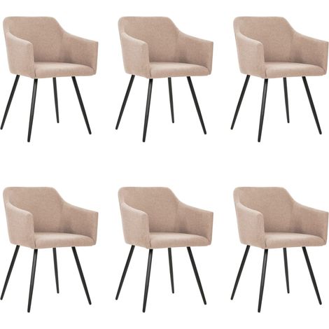 Lot de 6 chaises de salle à manger cuisine design classique tissu taupe (1/5)