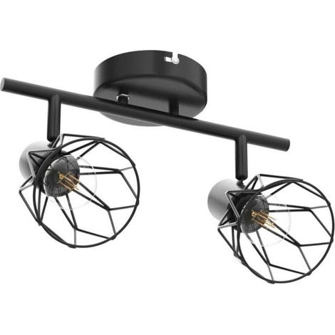 2 Plafonnier Industriel Spots et Rails de Spots Noir, Spots de Plafond 40W, Rampe Spot Applique,(Ampoule non incluse), Spots pour Cuisine Chambre (1/4)