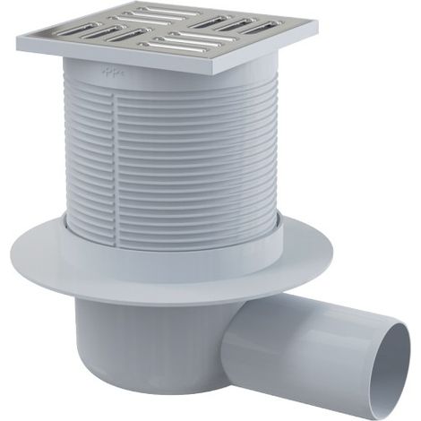 Alcadrain Douchegoten - Siphon de sol, latéral, 105x105 mm, diamètre 50 mm, acier inoxydable/plastique APV1 (1/4)