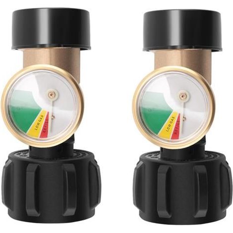 2PièCes Indicateur de Niveau de Jauge de RéServoir de Propane RV Compteur de Pression de Gaz avec Connexion de Type 1, DéTecteur de (1/4)