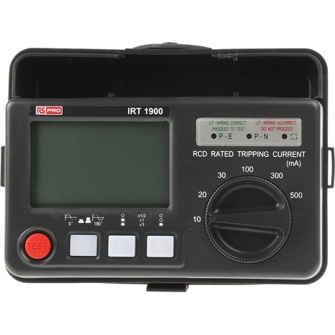 Rs Pro – Testeur de disjoncteur différentiel numérique – LCD – Courants de test 10/20/30/100/300/500mA – Indice de sécurité CAT III – Alimentation 800g (1/5)