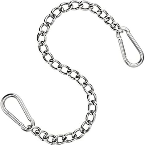 Chaine de Fauteuil Suspendu en Acier Inoxydable 304-66 cm - avec Deux mousquetons - Jusqu'à 250 kg - pour Sac de Sable - Rallonge de Fauteuil Suspendu et hamac (Acier Inoxydable 304) (1/5)