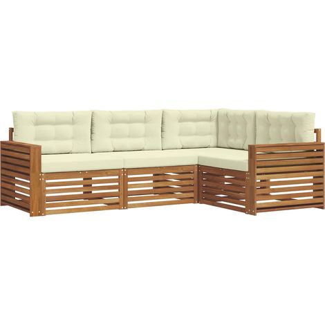 Set di divani da esterno con cuscino 4 pcs Naturale e Crema vidaXL