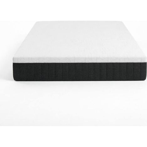 Materasso 140 x 190 cm a molle insacchettate 7 zone, memory foam, 25 cm, bianco e grigio (1/5)