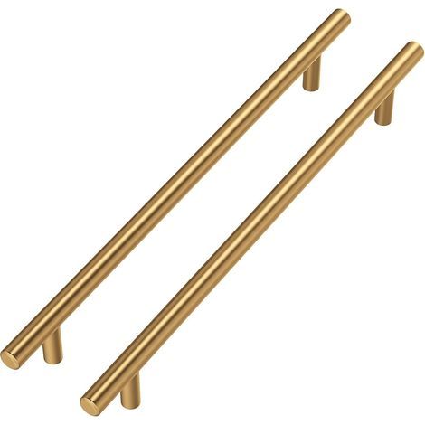 Juego de 10 tiradores para muebles y cajones, de acero inoxidable cepillado color oro, para cocina y armarios, color dorado, 27,9 x 19,2 cm. (1/5)