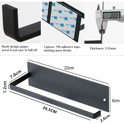 royaluxe - Porte Rouleau Papier Cuisine,Porte-Rouleau de Papier 304 en Acier Inoxydable, sans percage sur Mur Support de Papier en Acier Inoxydable Adhésif 3M Autocollante pour Cuisine Toilettes Bains (1/5)