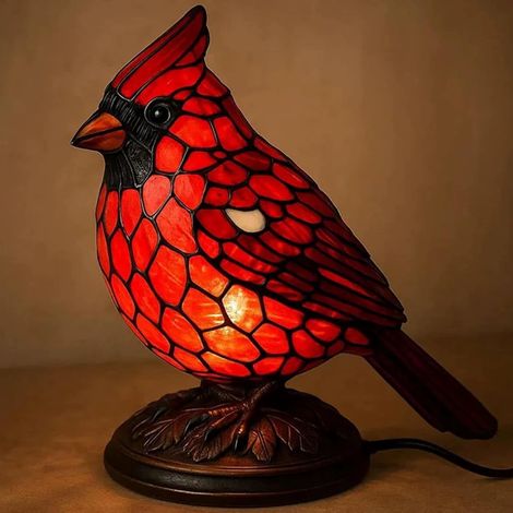 Lampe Cardinal - Lampe De Bureau En Résine Rouge - Luminaire Décoratif Avec Prise - Idéal Pour Chambre Salon Ou Bureau - 1 Pièce (1/5)