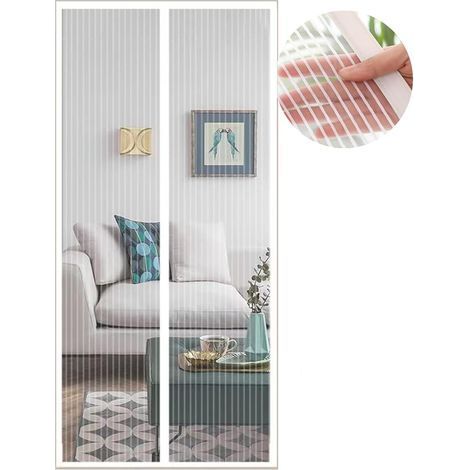 TAISHENGDA- Moustiquaire Porte Fenetre 120x220, Rideau Moustiquaire Magnétique Blanc, Protéger Votre Famille (1/5)