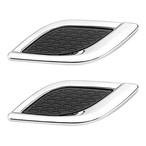 Decorative Car Airflow, 2 Pieces Self-Adhesive Hood Vent Cover Side Vent Grille Decorative Car Air Outlet, Black+Silver (1/5)