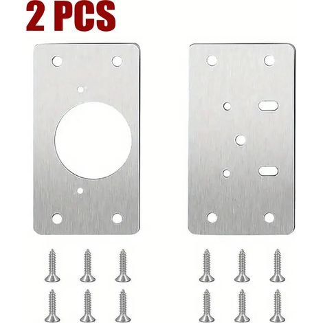 Kit de réparation de charnières de porte (2 pièces - 1 paire) en acier inoxydable avec trous, pour meubles de cuisine. (1/5)