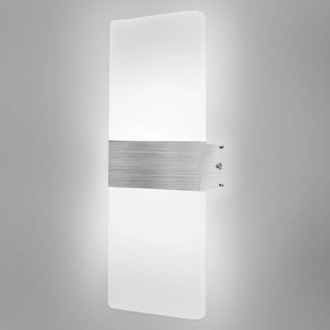 Aplique de pared LED moderno de 12 W, luz blanca fría 6500 K – Acrílico y aluminio – Iluminación hacia arriba y hacia abajo para dormitorio y sala de estar. (1/5)