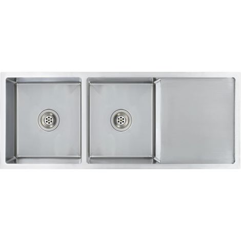 Fregadero de cocina hecho a mano con colador 111,5 x 44 cm acero inoxidable 020002366 (1/5)