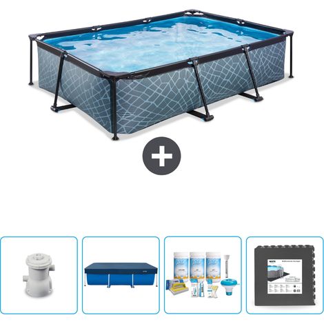 Exit Pool Rechteckig - Steinoptik - 300x200x65 cm - 5-teilig SCB61 (1/4)