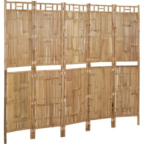 Cloison de séparation 5 panneaux Bambou 200x180 cm (1/5)