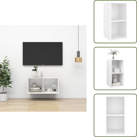 The Living Store Meuble TV mural Blanc 37x37x72 cm Bois d’ingénierie - Rangement mural (1/5)