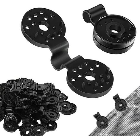 Clips de fixation pour toile d’ombrage 50 pièces – Clips en plastique réutilisables pour voile d’ombrage filet anti-oiseaux et filet de serre – Fixations de jardin – Noir (1/5)