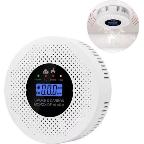 Détecteurs de fumée et de monoxyde de carbone, alarme incendie 2 en 1, alimentés par piles, adaptés aux voitures, cuisines, maisons et garages. (1/5)