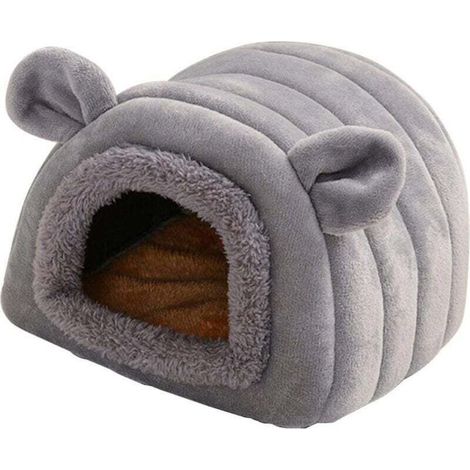 Lit d'hiver multifonction en velours pour cochon d'Inde – Conception ouverte – 17x17x15 cm – Lavable – Pour hamsters, chinchillas, hérissons (1/4)