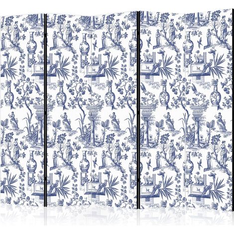 Paravent décoratif artgeist bleu 225 cm x 172 cm toile bois