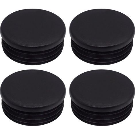 Set of 4 60mm Black Plastic Tube End Caps RAL 9005 Fence (1/5)