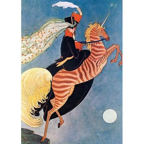 Tarjeta B6 con sobre Unicornio y estrellas
