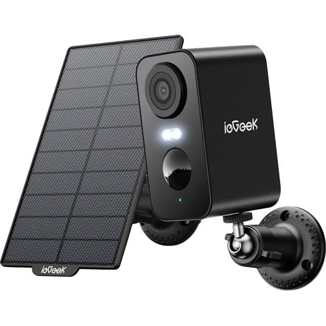 Telecamera di sicurezza wireless, risoluzione 3MP, zoom ottico 4X, visione notturna fino a 10 metri, alimentazione a batteria e solare, rilevamento del movimento tramite intelligenza artificiale. (1/5)