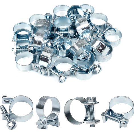 Lot de 120 colliers de serrage plaqués zinc 10 tailles pour tuyau d'injection de carburant, parfait pour l'automobile, l'agriculture, les plantes et la construction (1/5)