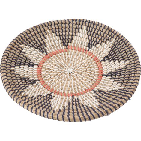 Runde Gras-Wandkörbe, Durchmesser 35 cm, handgefertigt, hängend, geflochten, geeignet für Wohnzimmer und Küche, Modell 2 (1/5)