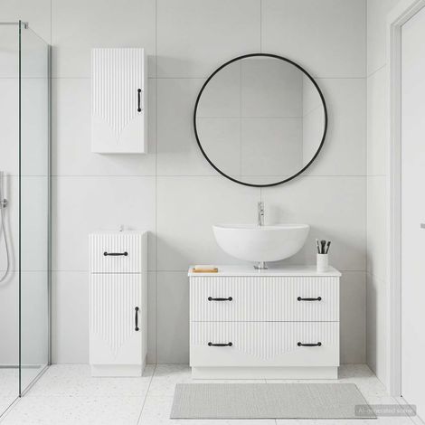 vidaXL 3 Piece Bathroom Cabinet Set HOORN High Gloss White (1/5)
