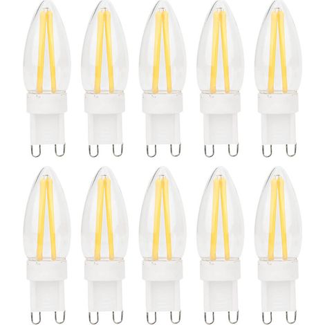 10 lampadine LED G9 da 3W 220V con connettore bipolare lungo, 220V G9 per auto e illuminazione di armadi.