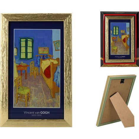 Reproducción de una imagen de la habitación de Vincent van Gogh en Arlés, cuadro enmarcado y decorativo. (1/4)