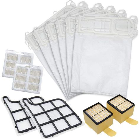 Kit Folletto VK135 VK136 12 Sacchetti + 12 Profumini + 2 Filtri Hepa e 2 Motore