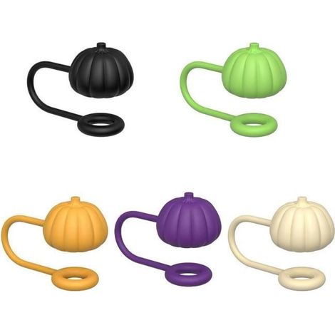 Couvercle de paille - Non spécifié - 10 capuchons en silicone - Forme citrouille - Anti-éclaboussure - Portable (1/4)