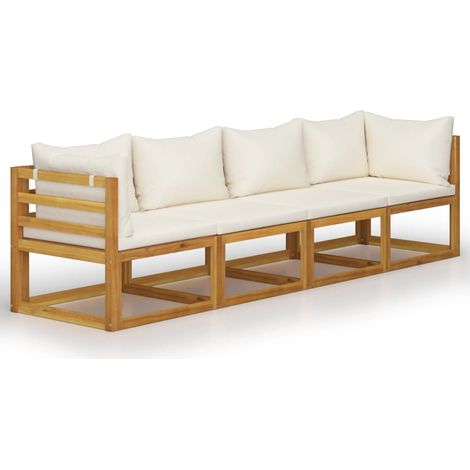 Maison Exclusive - Divano da Giardino a 4 Posti con Cuscino Crema Massello Acacia