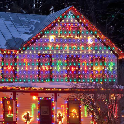 Wolketon LED Lichternetz Lichterkette 3x2 m 200 LEDs Mesh Weihnachtsbeleuchtung Wasserdicht Strom Büsche Garten Baum Zimmer Balkon Party Deko Bunt (1/5)