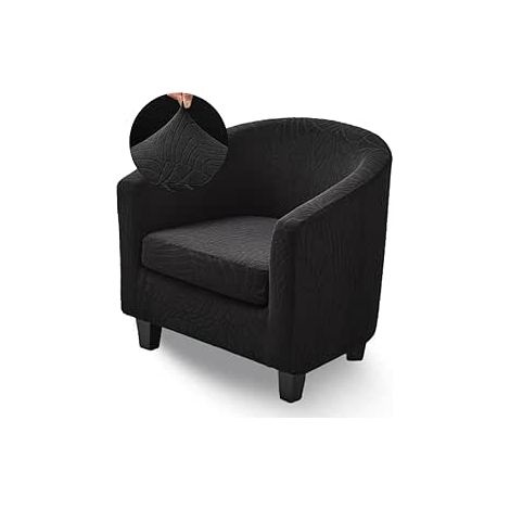 Zweiteiliger Sesselbezug für 1-Sitzer, schwarzer Jacquard-Stretchbezug, leicht abnehmbar und rutschfest, ideal für Bar oder Wohnzimmer