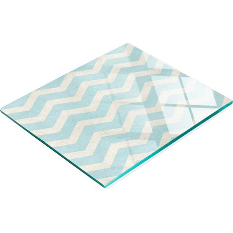 Planche décorative multifonctionnelle de cuisine en verre trempé à motif zigzag 60 x 52 cm (1/5)