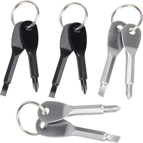 Ensemble de 8 tournevis de poche en acier inoxydable, mini tournevis à tête plate et cruciforme, outil d'urgence portable. (1/4)