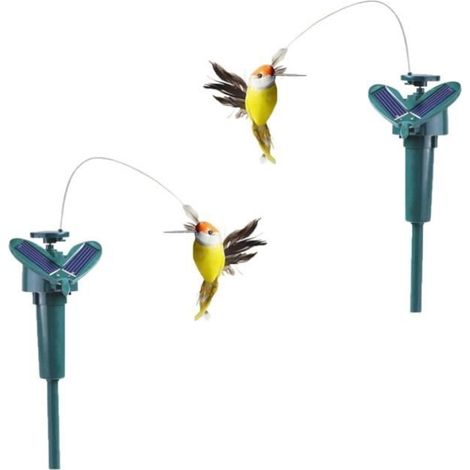 2 Pieces Colibri Solaire - 1388 Cm Solaration Colibri Flottant En ABS,Réaliste Colibri Solaire Exterieur Jardin,Colibri Solaire
