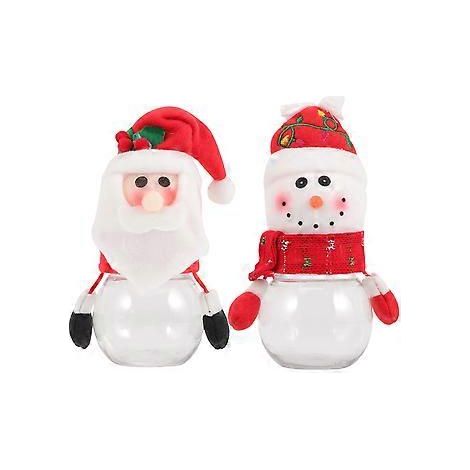 Lot de 2 boîtes de rangement en plastique, boîte cadeau de Noël, contenant de Noël, boîte à bonbons en plastique, porte-cadeaux renne