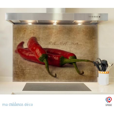 Fond de hotte : Piments rouges - Verre trempé - 90 cm - 60 cm (1/5)