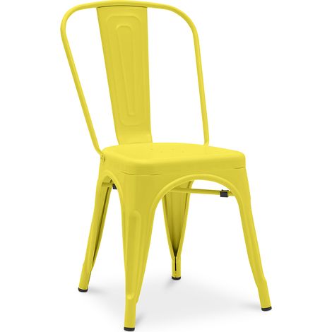 Sedia da pranzo - Design industriale - Acciaio - Opaco - Nuova edizione -Stylix Giallo