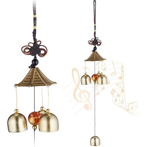 Set di 2 campanelli eolici in metallo - Stile asiatico per interni/esterni