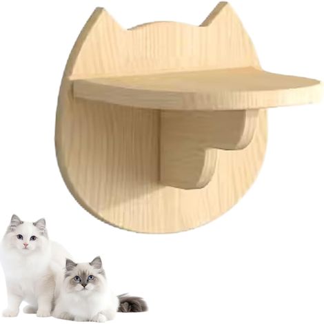 1 Arbre à chat, plateforme de saut, griffoir mural, nid, poteau à griffer, bois massif, intérieur (1/5)
